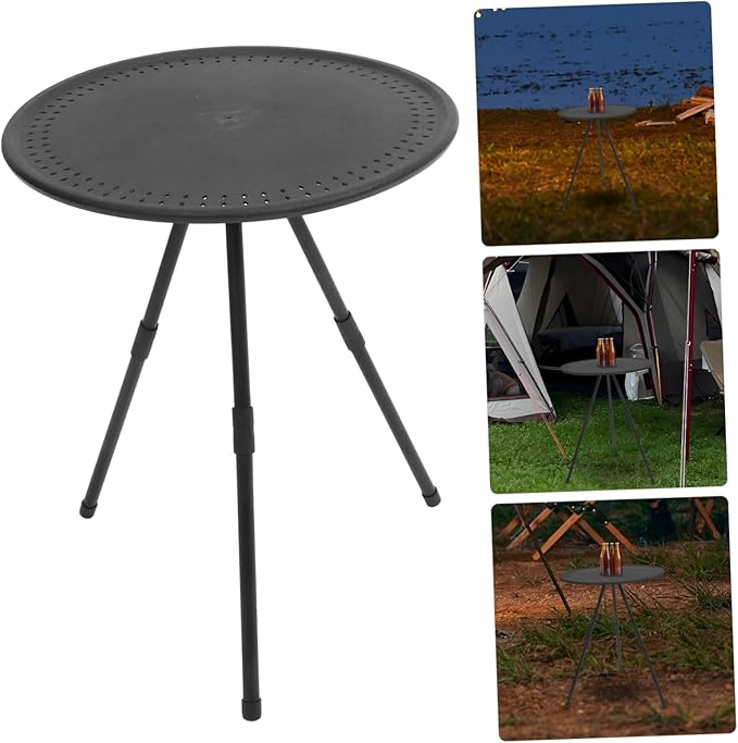 Compact Round Folding Table Adjustable Height Lightweight Portable Camping and Picnic Table Foldable Small Coffee for Outdoor Use Versatile for BBQ Festivals and Home Use