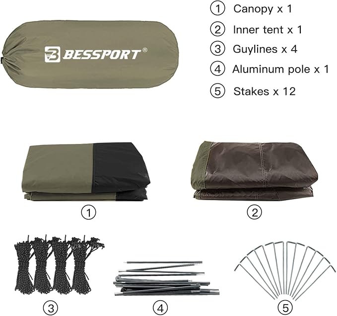 Bessport Camping Tent for 2-3 Person Lightweight Backpacking Tent Waterproof Windproof Two Doors Easy Setup Double Layer Outdoor Tents for 3 to 4 Seasons Suitable for OutdoorHikingCamping