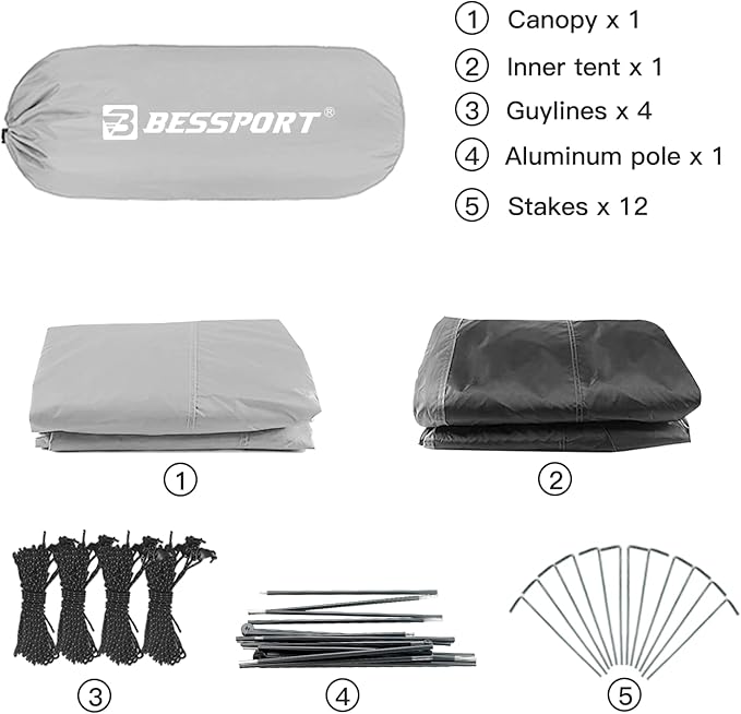 Bessport Camping Tent for 2-3 Person Lightweight Backpacking Tent Waterproof Windproof Two Doors Easy Setup Double Layer Outdoor Tents for 3 to 4 Seasons Suitable for OutdoorHikingCamping