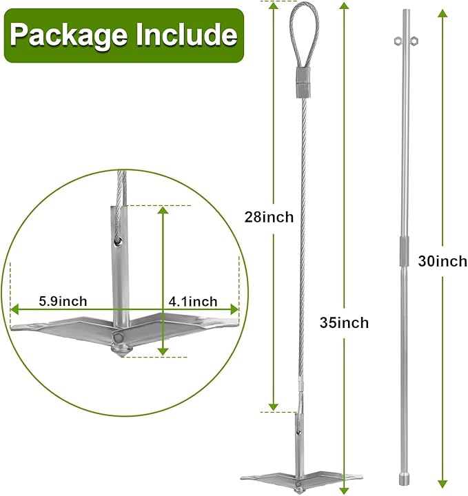 Ground Earth Anchors 35“X 1/8 for Shedswith Drive Rod Tool Galvanized Cable for Securing Camping Tents Swing Set Green House 12 Pack Single Layer Earth Anchors for Trapping