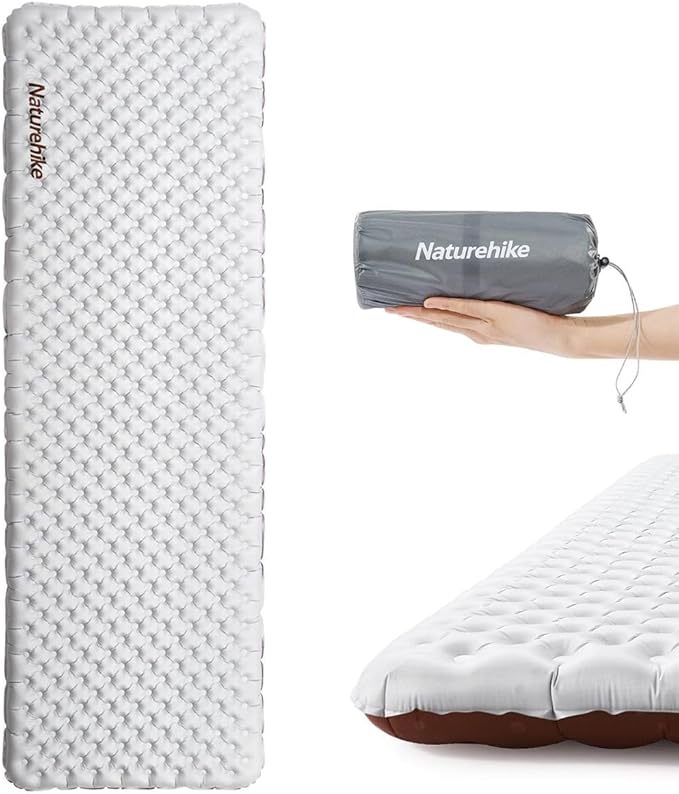 Naturehike Self-Inflating Sleeping Mats for Camping 3'' Ultra Thick Camping Mat 5.8 R-Value Insulated Camping Mattress 4-Season Inflatable Foam Camping Mat for Car Hiking(R5.8 Rectangles - Plus)