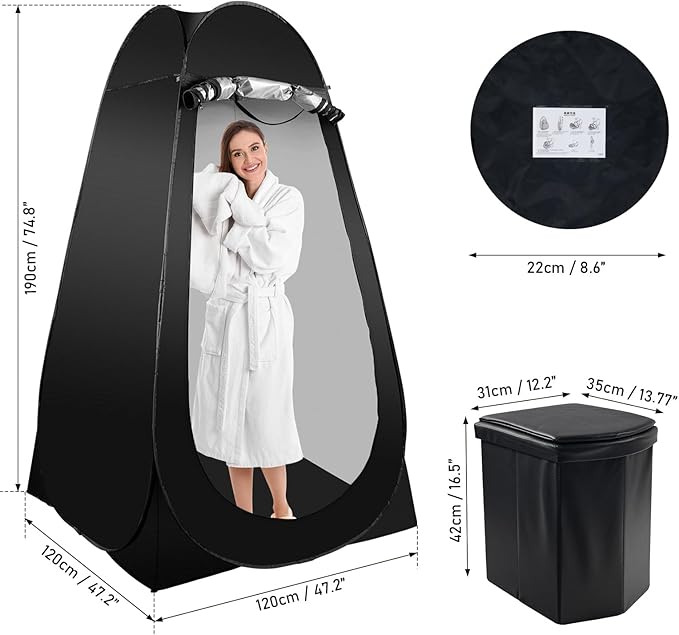 Portable Camping Toilet Kit for Adults Pop up Privacy Tent X Large Folding Toilet Potty with Camping Tent Outdoor Instant Shower Tent Camp Toilet Changing Dressing Room
