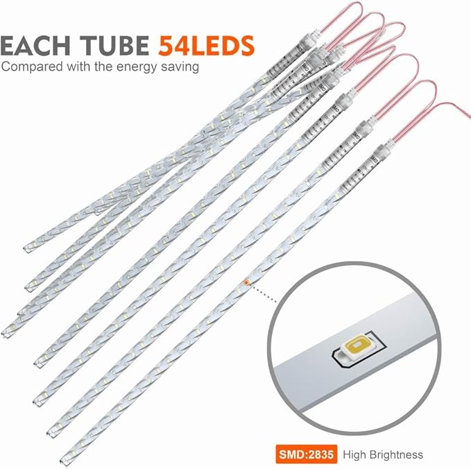 BlueFire Meteor Shower Lights 540 LED 10-Tube 19.7 Waterproof Falling Rain Christmas Lights Outdoor Icicle String Lights for Tree Yard Patio Roof Porch Holiday Party Decoration (Multicolor)