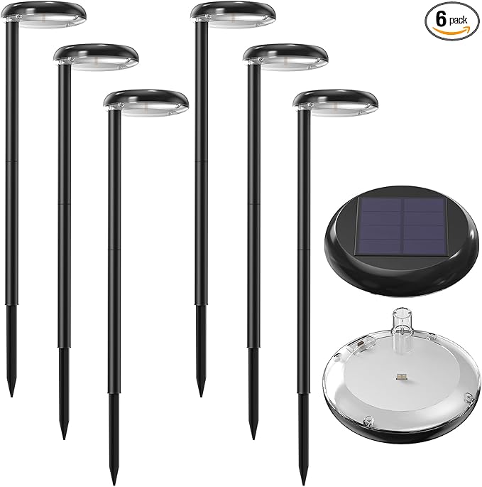 Solar Pathway Lights - Super Bright 300 Lumens with 2-in-1 Warm White &amp Daylight Color Solar Path Lights for Pathway Sidewalk Driveway GardenParterre etcLandscape Lighting (6-Pack)