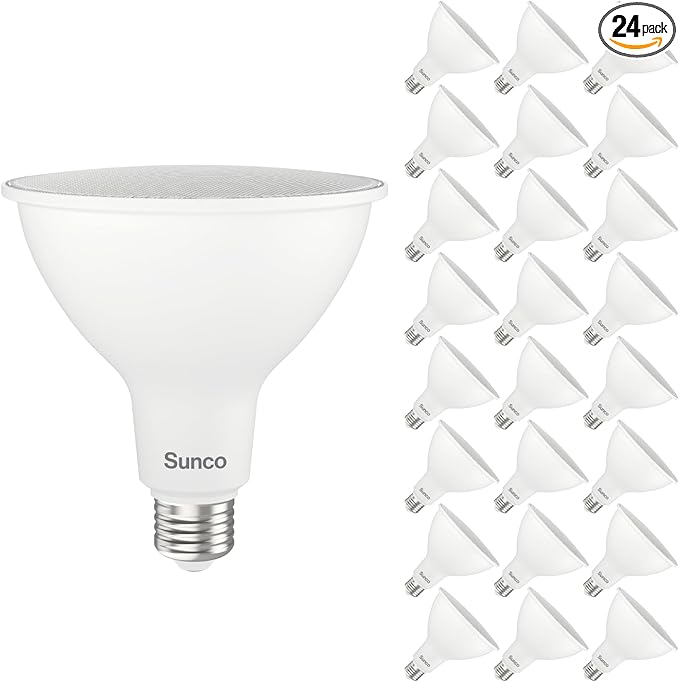 Sunco 24 Pack Outdoor Flood Light Bulbs PAR38 LED Flood Lights Waterproof 1800 LM 15W (150W Equivalent) 3000K Warm White Dimmable E26 Base Wet Rated UL