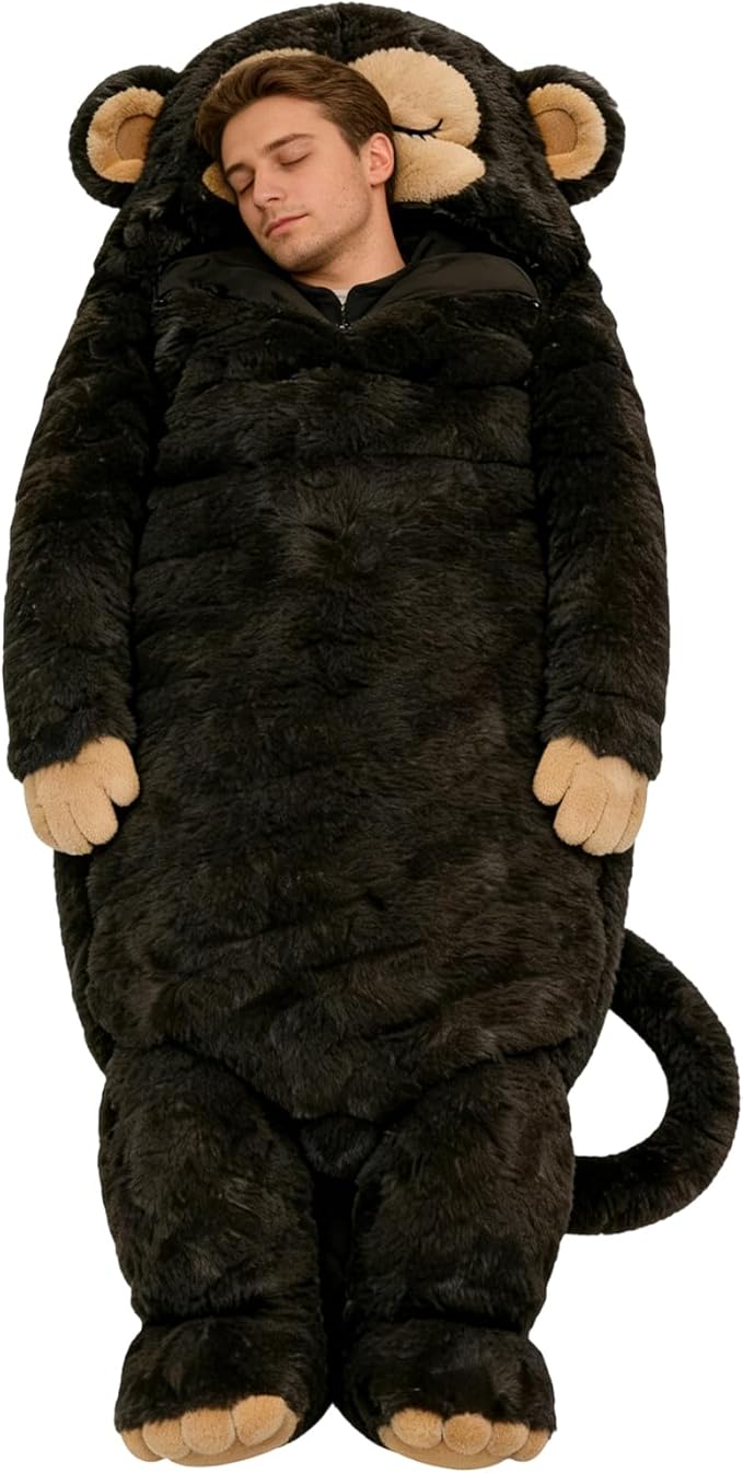 Giant Monkey Sleeping Bag for Human Monkey Shaped Animal Sleeping Bags for Adults for Indoor Use Or Camping TripsSleepovers