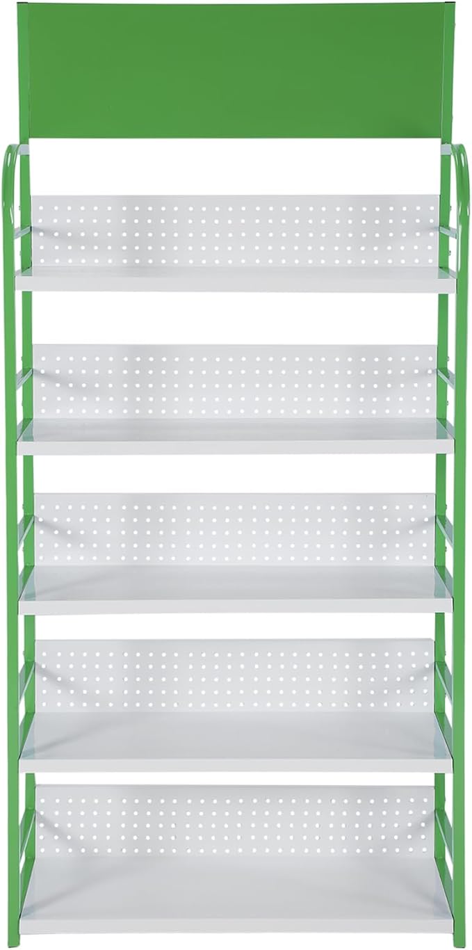 5 Tier Supermarket Large Sample Display Shelf with Signboard Retail Snack Display Rack for Kitchen Office and Convenience Store