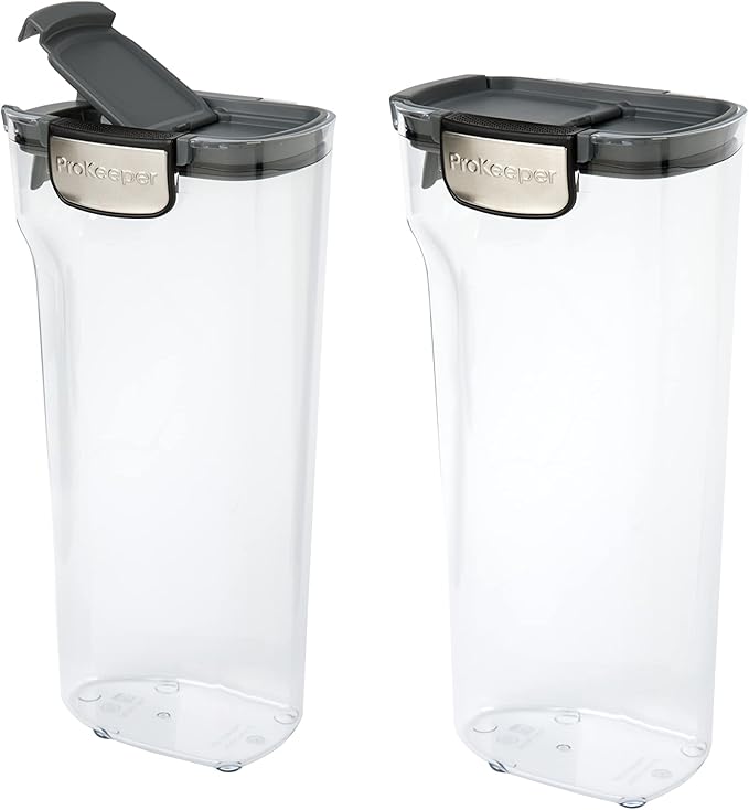 Progressive International ProKeeper+ Clear Plastic Airtight Food Baker's Kitchen Storage Organization Container Canister Set with Magnetic Accessories 2- Piece Set (Pasta 2.4-Quart)