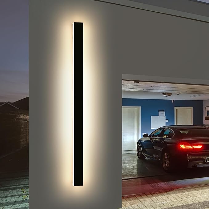 Modern Outdoor Wall Light 71inch LED Wall Sconce 3000K Warm White IP65 Waterproof Exterior Lighting AC 85-265V Black Aluminium Minimalist Long Wall Lamp for Patio Garage Yard