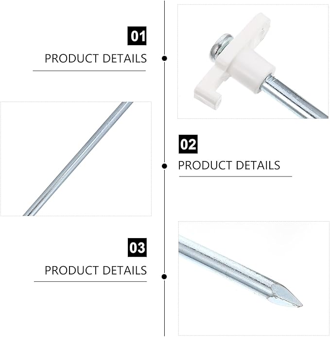 10pcs Lengthened Tent Stakes Ground Pegs White Heavy Duty Camping Tent Pegs for Outdoor Windproof Shelter Anchors