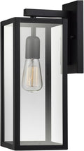 Globe Electric 44176 1-Light Outdoor/Indoor Wall Sconce Matte Black Finish Clear Glass Shade Weather-Resistant Modern Exterior Light