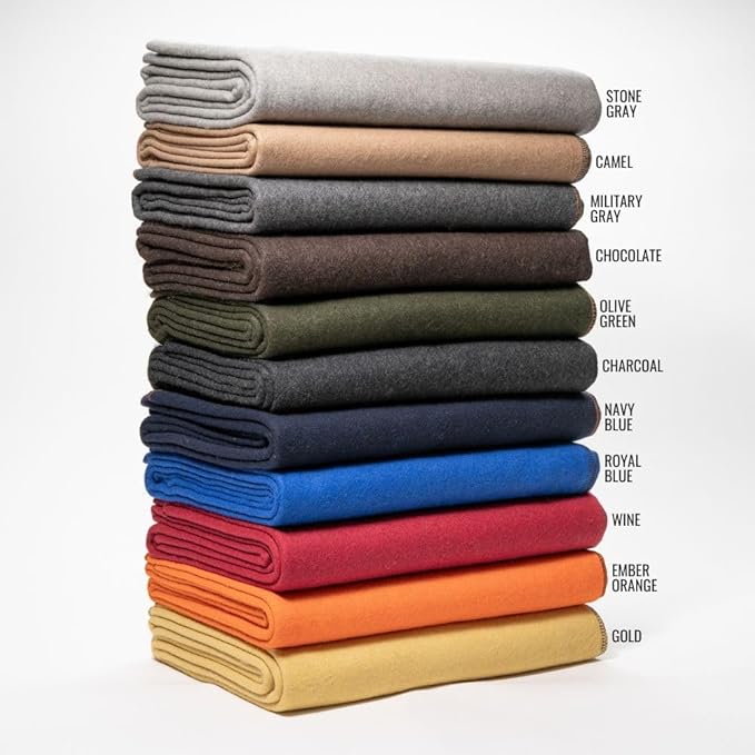 Arcturus Military Wool Blanket - Warm Thick Washable - Great for Outdoors Camping Stadium Blanket Picnics Travel - Car &amp Bushcraft Survival Kits