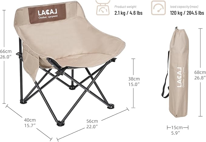 Portable Camping Chair Outdoor Folding Chair Oxford Cloth Backpacking Chair with Aluminum Frame264lbs SupportNo Installation Required