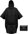 Camping Outdoor Blanket Ultralight Down Alternative Printed Travel Camp Blankets for Sleeping Packable Waterproof Puffy Quilt for Hammock Picnic Stadium Beach Cold Weather (Black Blanket Poncho)