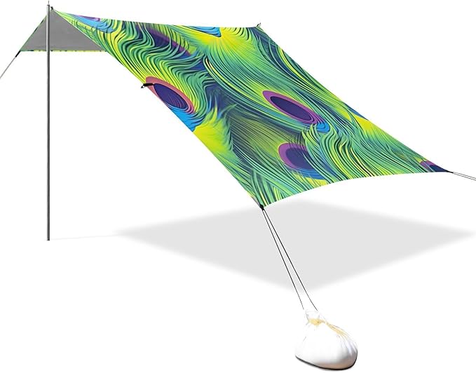 Peacock FeatherCamping Sun Shelters 9.2 x 10.5 FT Beach Canopy Tent Sun Shade with Carrying Bag for Camping Trips Fishing Backyard Fun or Picnics 21341756