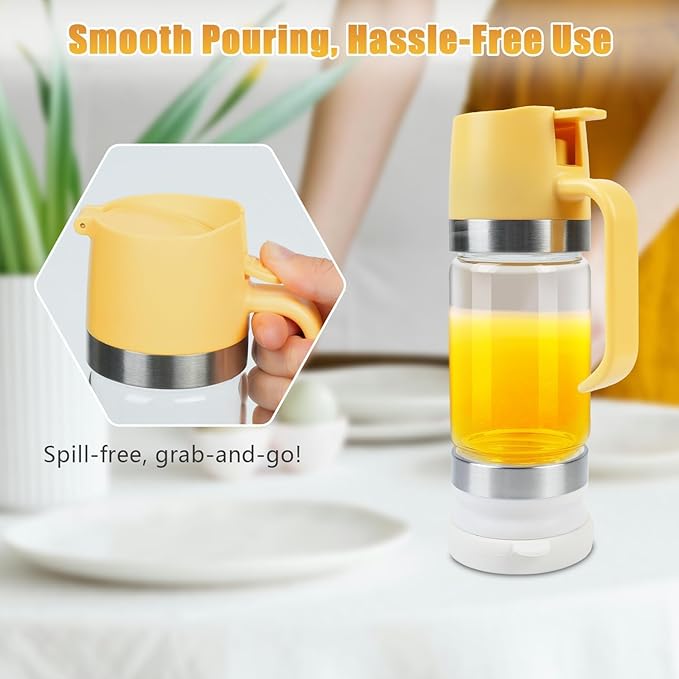 Mess Free Honey Dispenser 2026 Upgraded No Drip Honey Dispenser with Base Drip-Free Maple Syrup Container with Handle Seal Properly for Quantitative Honey Extraction Syrup and Jam (3)