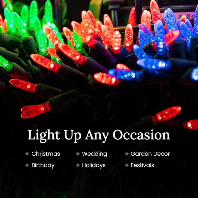 Pro Christmas M5 LED Holiday Lights - 70 Bulbs 23.3ft - Professional Grade Indoor Outdoor Diamond Cut Sparkle Light Strings for Home Decorations and Christmas Trees - Pink