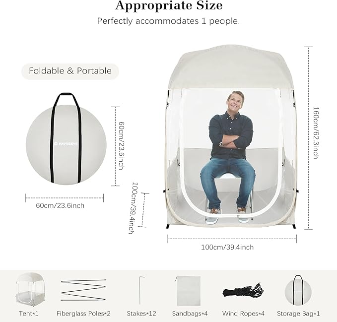 Sports Tent Portable &amp Foldable Pop Up Tents Shelter with Carry Bag Instant Weather Proof Clear View Bubble Tent for Fishing Camping Watching Sports Events