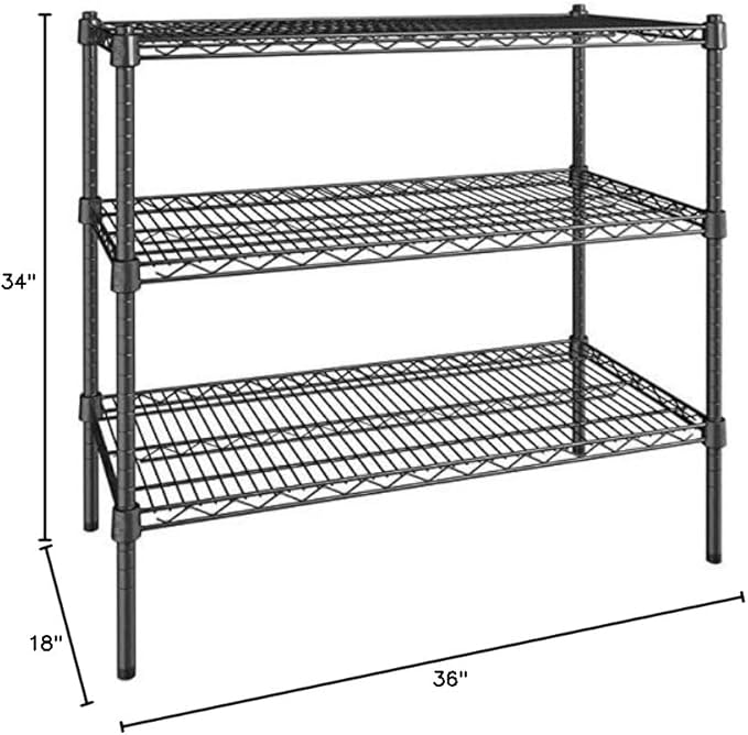 PRO&ampFamily 18 x 36 NSF Black Epoxy 3-Shelf Kit with 34 Posts