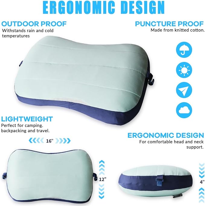 Couleurs Beach Pillow Inflatable Camping Pillow Pool Pillow Removable Pillowcase Ultralight Neck and Waist Support Suitable for Camping Hiking Backpacking