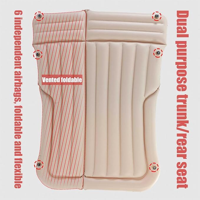 Car Inflatable Mattress for Mitsubishi Eclipse Cross PHEV 2018-2023 2024 2025 2026 Portable Car Air Bed Rear Trunk Camping Bed Back Seat Air Mattress Folding Air Bed CushionGrey