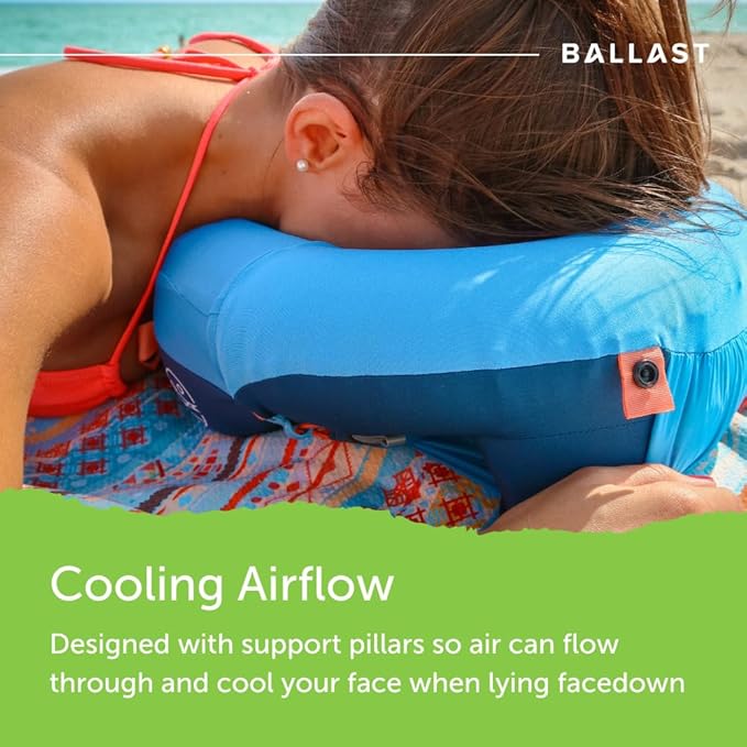 Ballast Travel Pillow PRO – Neck Pillow for Airplane Compact Inflatable Travel Pillow for Beach &amp Traveling Enjoy Relaxation Wherever You Go (Ocean Blue)