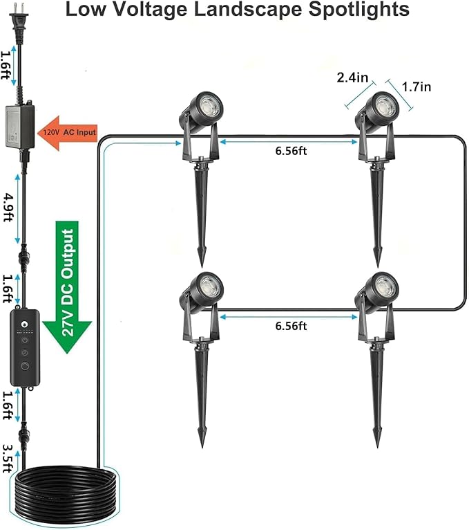 SUNTHIN Outdoor Landscape Lighting with Dusk to Dawn Sensor Controller 4 Pack