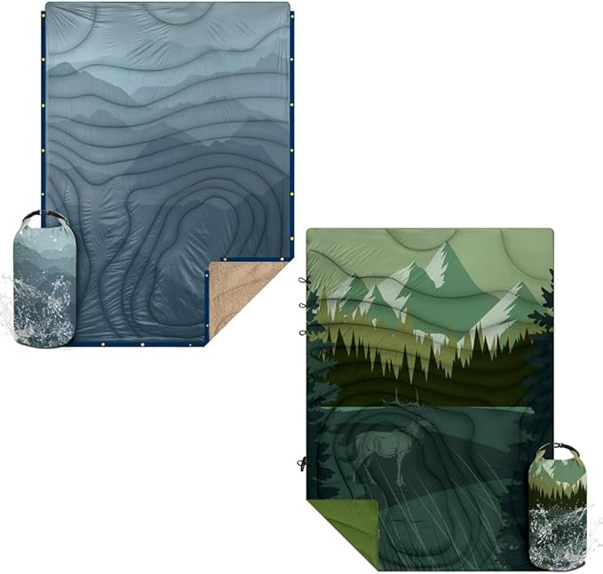 Outdoor Puffy Camping Blanket Lightweight Windproof Warm Stadium Blanket Packable Travel Camping Quilt for Cold Weather Hiking Backpacking Sleeping Hammock Adventure 78x 56