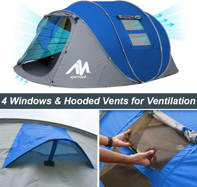 Foam Sleeping Pad + Pop Up Tent 6 Person Waterproof Footprint Inner Camping Mat Blue 6 Person Tent for Camping