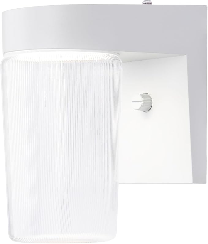 LIT-PaTH Dusk to Dawn Outdoor Wall Lantern LED Jelly Jar Light 11W 800 Lumens 5000K Daylight White Aluminum Housing Plus Clear Shade Matte White Finish 2-Pack