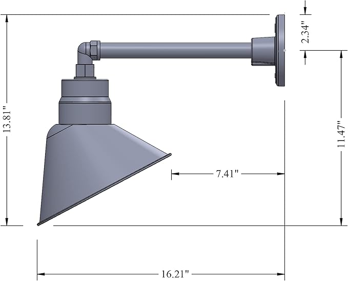 10in. Satin Black Angle Shade Gooseneck Sign Light Fixture with 13in. Long Extension Arm - Wall Sconce Farmhouse Vintage Antique - UL Listed - 9W 900lm A19 LED Bulb (5000K Cool White)