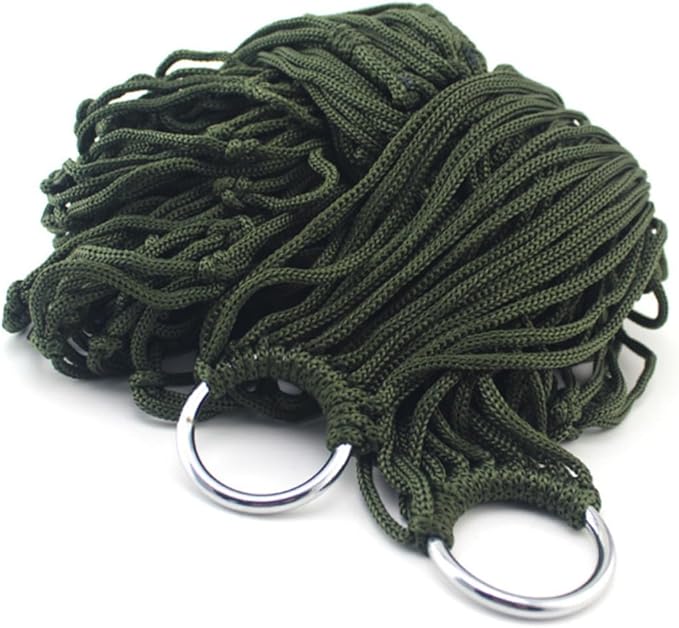 Happyyami 2pcs Strong Nylon Rope Mesh Hammock Portable Hanging Swing Bed Outdoor Leisure Bed for Camping Hunting