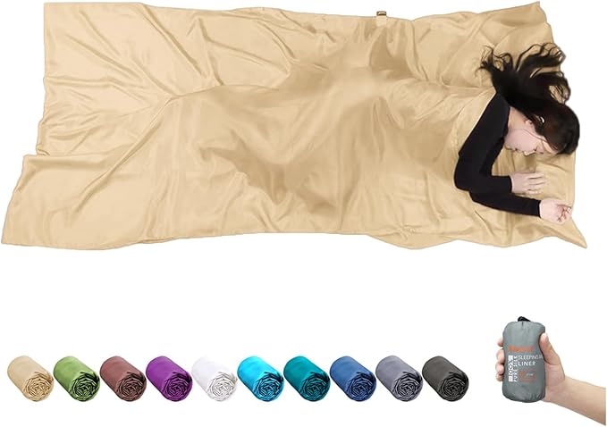 Browint Silk Sleeping Bag Liner Silk Sleep Sack Extra Wide 87x43 Lightweight Travel Sheet for Hotels More Colors for Option Reinforced Gussets