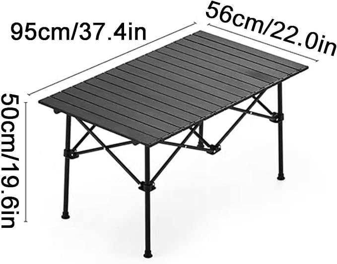 Carbon Steel Camping Table Portable Table Ultralight Multifunctional Picnic Table Folding Table(Medium Black)