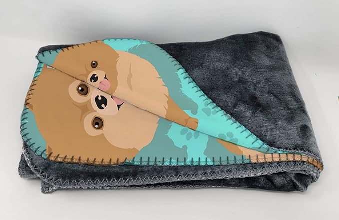 Caroline's Treasures MLM1083TBLT Orange Pomeranian Soft Travel Blanket with Bag Airplane Blanket Indoor Outdoor Camping Blanket for Traveling Picnics Beach Trips Concerts