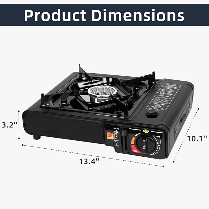 SHINESTAR Dual Fuel Stove with Butane &amp Propane Compatibility Portable Camping Stove for Outdoor Cooking Propane Adapter Hose and Carrying Case Included 7800 BTUs Output