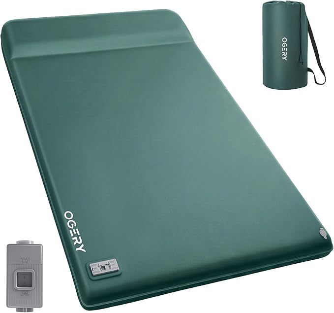 OGERY Self Inflating Sleeping Pad with Electric Pump 3.15 Ultra-Thick Memory Foam Camping Pad 4 Season Camping Mattress Pad with Built-in Pillow Camping Essentials Gear for Tent Travel Car