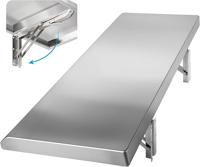 Folding Concession Shelf 36 x 18 Stainless Steel Drop Down Serving Food Shelf for Concession Windows