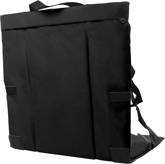 Folding Stadium Seat Cushion with Backrest Portable Bleacher Pad for Camping Fishing15.8'' x 16.5''Lightweight Chair with Backrest for Outdoor Sports and Concerts (Black)