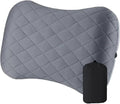 Ultralight Inflatable Camping Travel Pillow with Soft Washable Cover - Ergonomic Inflating Pillows for Neck &amp Lumbar Support(Light Grey)