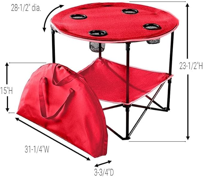 The Lakeside Collection Portable Folding Picnic Table with Shelf - Waterproof Perfect for Outdoors - Red