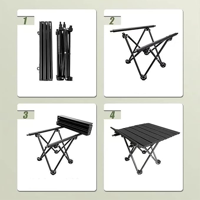 Folding Beach Tables for Sand 22.4x16.1x15.7in Ultralight Carbon Steel Folding Beach Table Portable Carbon Steel Roll-up Picnic Lightweight Backpacking Adjustable for Beach Picnic BBQ Party