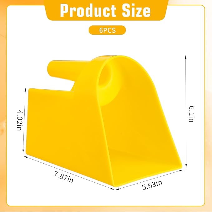 6 Pcs Plastic Enclosed Feed Scoop Heavy Duty Durable Stackable Horse Yellow Feed Scoop for Livestock Animal Ranchers Homesteaders Farmers 2 Qt