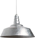 Steel Lighting Co. Manhattan Warehouse Light | Ceiling Mounted Pendant | 20 inch Dome | White Cord | Large Steel Barn Light Made in America | Galvanized Exterior/Galvanized Interior