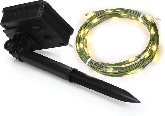 Magicnight Short Mini Garden Lights Solar Powered Waterproof Fairy Lights Outdoor Garden String Green Wire Warm White5m 50LEDs2 Pack