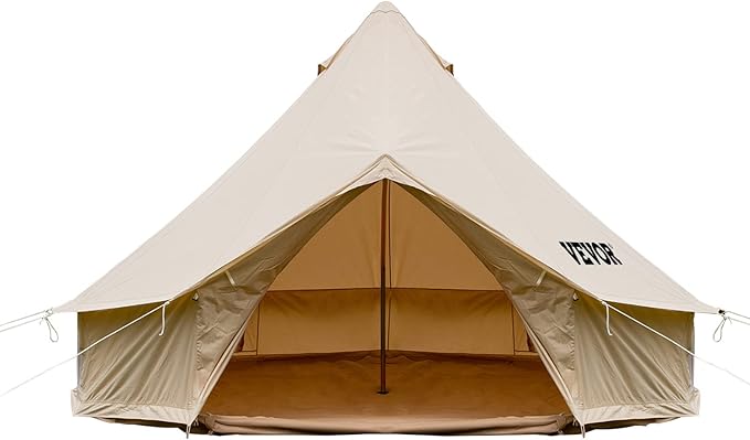 Happybuy Canvas Bell Tent - 4 Seasons Breathable 100% Cotton Canvas Yurt - w/Stove Jack Luxury Glamping Tent Waterproof for Family Camping Hunting Party