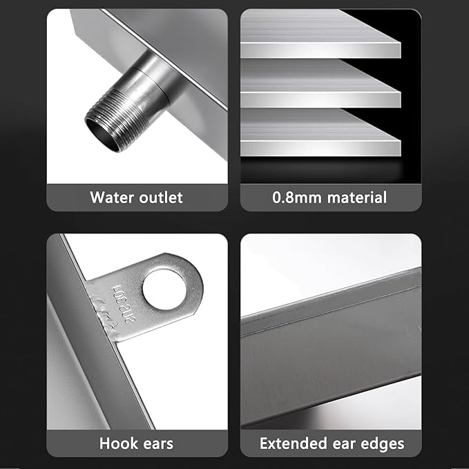 Leak-Proof Condensate Drain Pan – 50x30cm (20x12in) Drip Tray for Air Conditioning Kitchens Plants &amp Pets - Water Collection Solution
