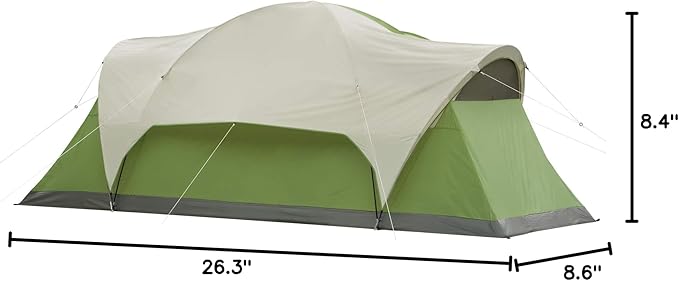Coleman Montana Camping Tent 6/8 Person Family Tent with Included Rainfly Carry Bag and Spacious Interior Fits Multiple Queen Airbeds and Sets Up in 15 Minutes
