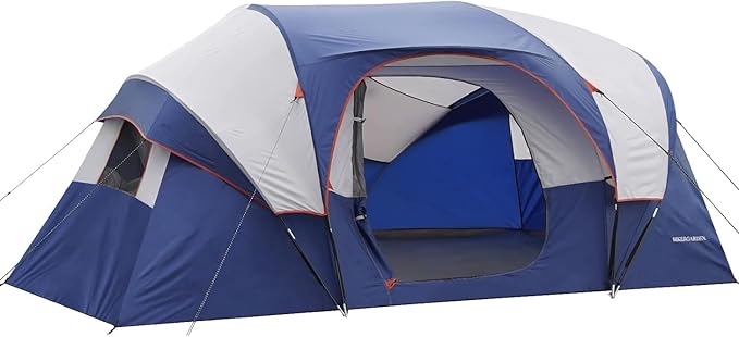 HIKERGARDEN 10 Person Camping Tent - Portable Easy Set Up Family Tent for Camp Windproof Fabric Dome Tent Outdoor for Hiking Backpacking Traveling-14'x11'x74in(H)