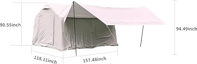 Inflatable Rooftop Tent with Air Mattress &amp Ladder Easy Setup Pop-Up Camping Car Roof Tents with Pump Waterproof Windproof Overland Tents9.8 x13ft with Canopy
